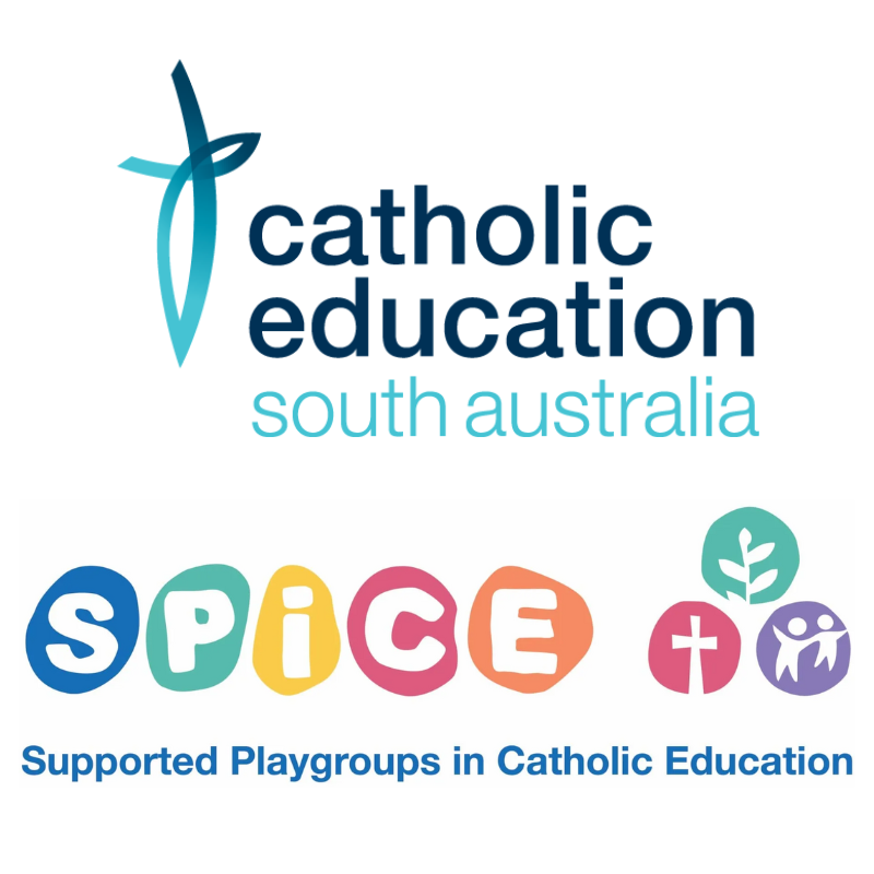 atholic Education SA with SPiCE Supported Playgroups colourful logo design.